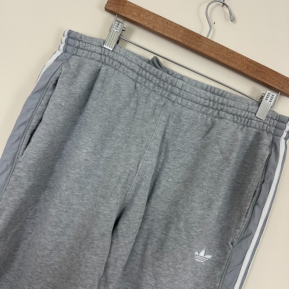 Adidas Originals Sweatpants Heather Gray 3 Stripes Cotton Elastic Waist Mens XL